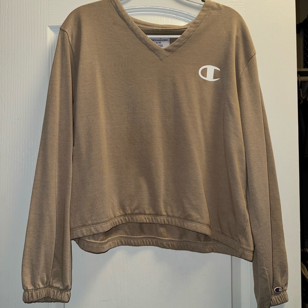 Champion Women's Tan V-Neck Sweater